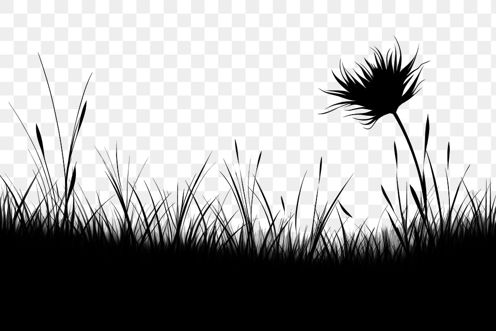 PNG Wild herbs and flowers silhouette landscape grassland. AI generated Image by rawpixel.