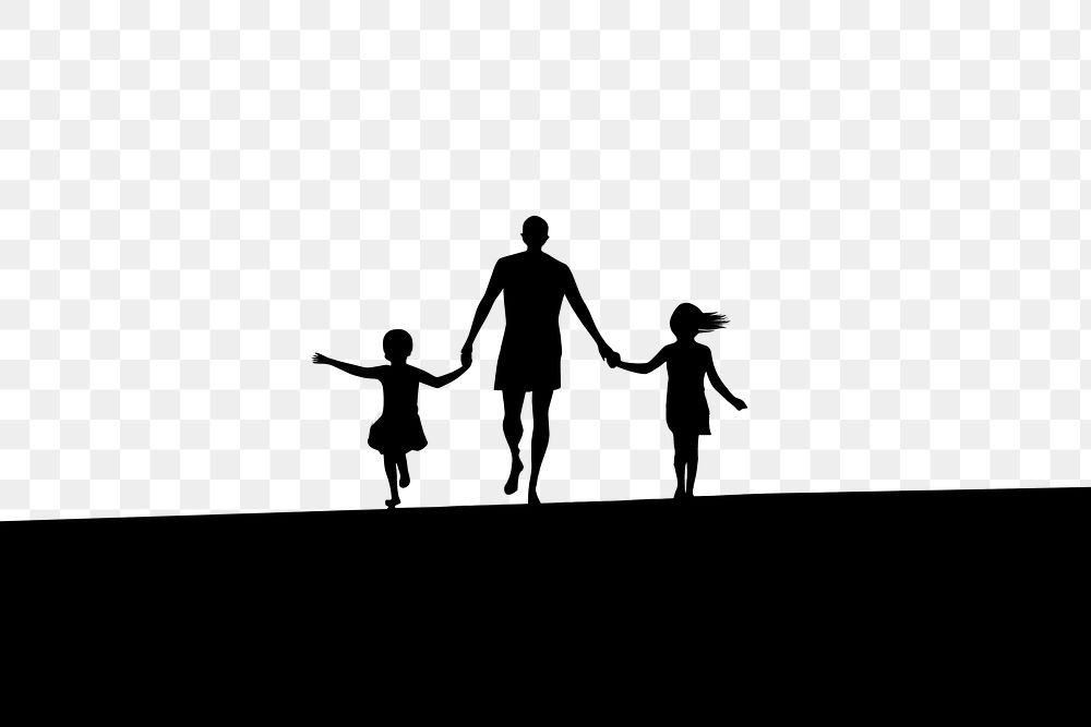 PNG  Family silhouette outdoors beach. AI generated Image by rawpixel.