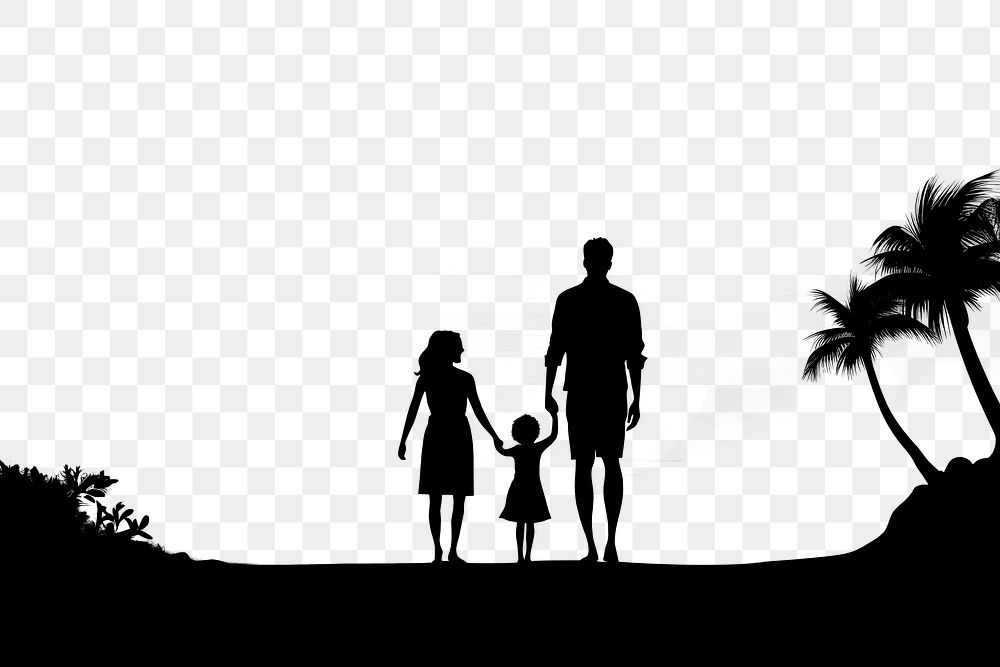PNG  Happy family silhouette beach adult. AI generated Image by rawpixel.