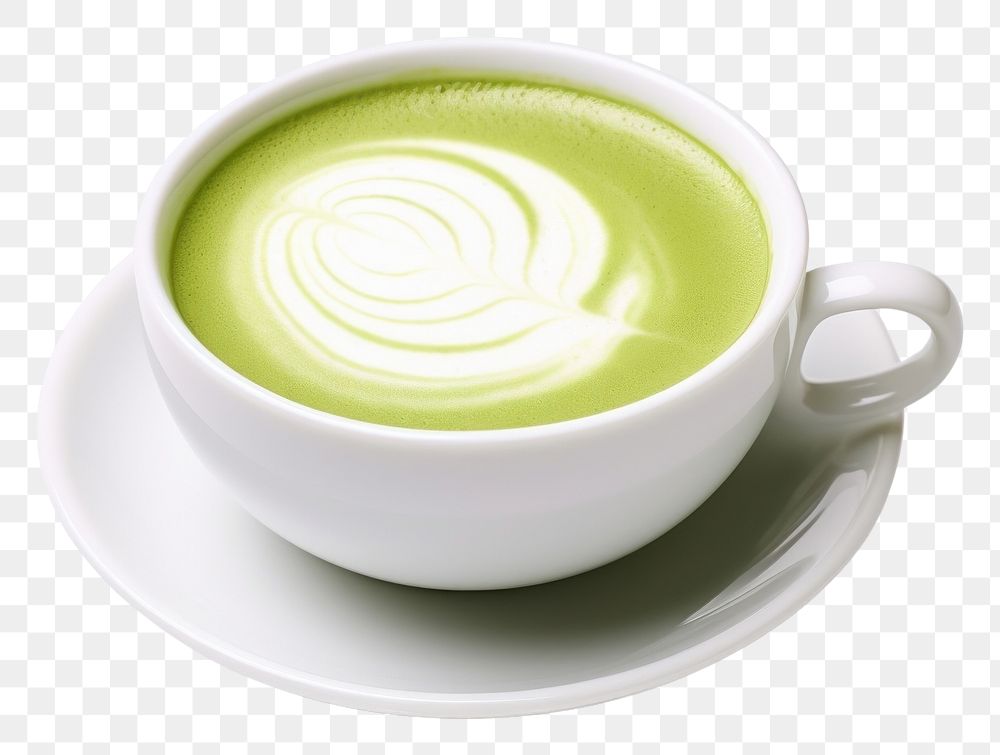 PNG Matcha green tea coffee saucer latte. AI generated Image by rawpixel.