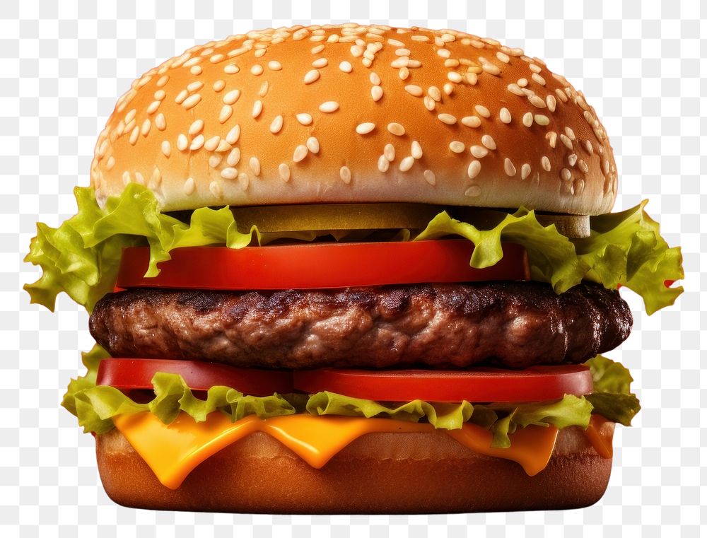 PNG  Burger food red hamburger. AI generated Image by rawpixel.