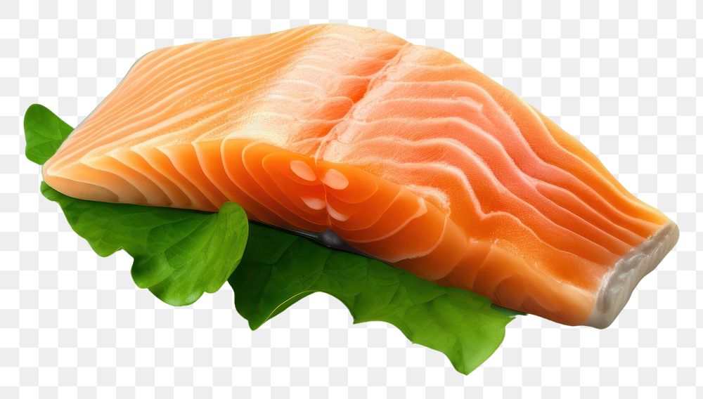 PNG  Salmon sashimi seafood green green background. AI generated Image by rawpixel.