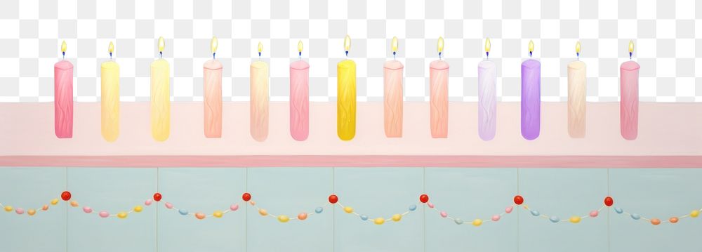 PNG Painting of birthday candle border birthday candles illuminated anniversary. AI generated Image by rawpixel.
