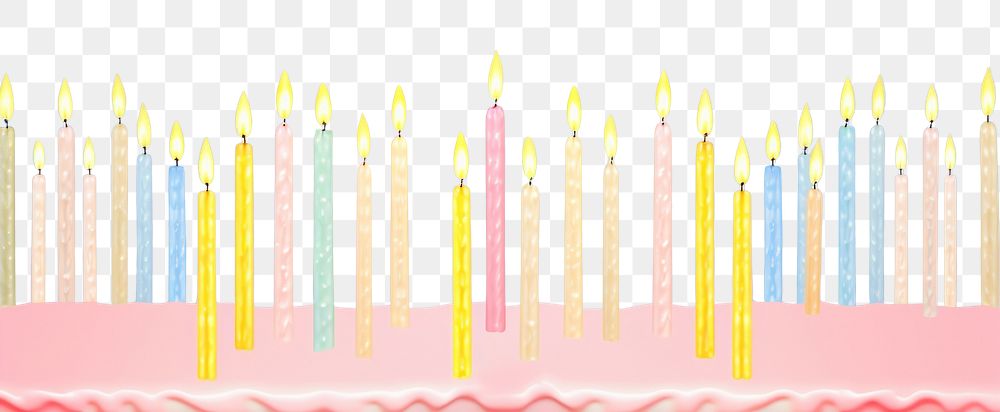 PNG Painting of birthday candle border dessert party cake. AI generated Image by rawpixel.