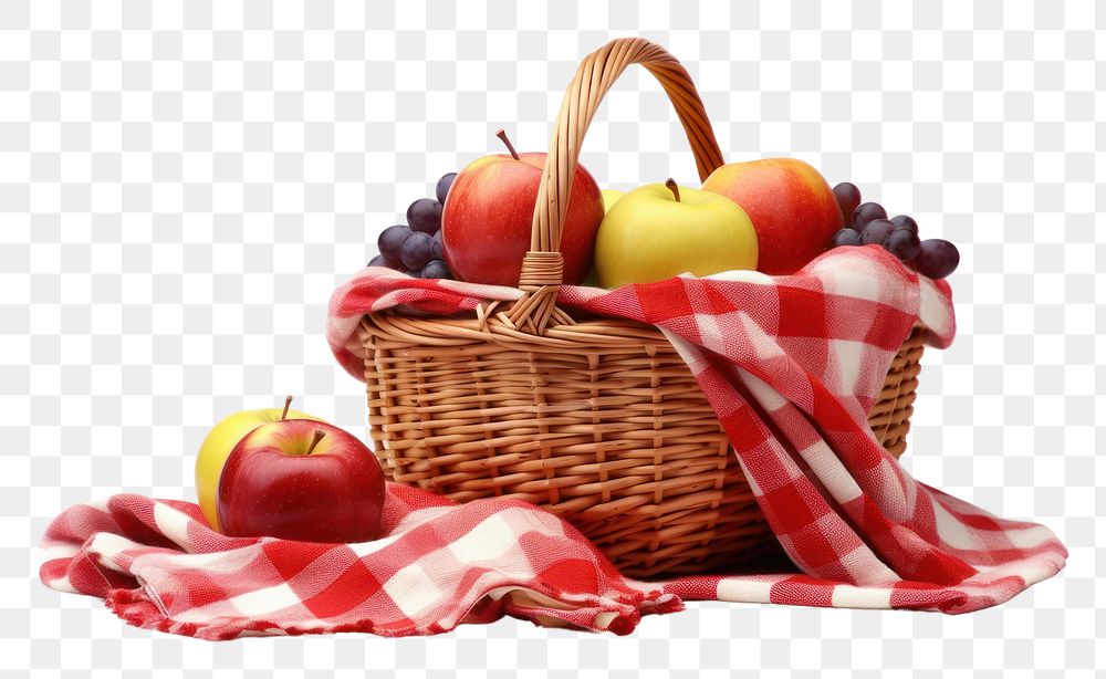 PNG Picnic basket apple fruit. AI generated Image by rawpixel.