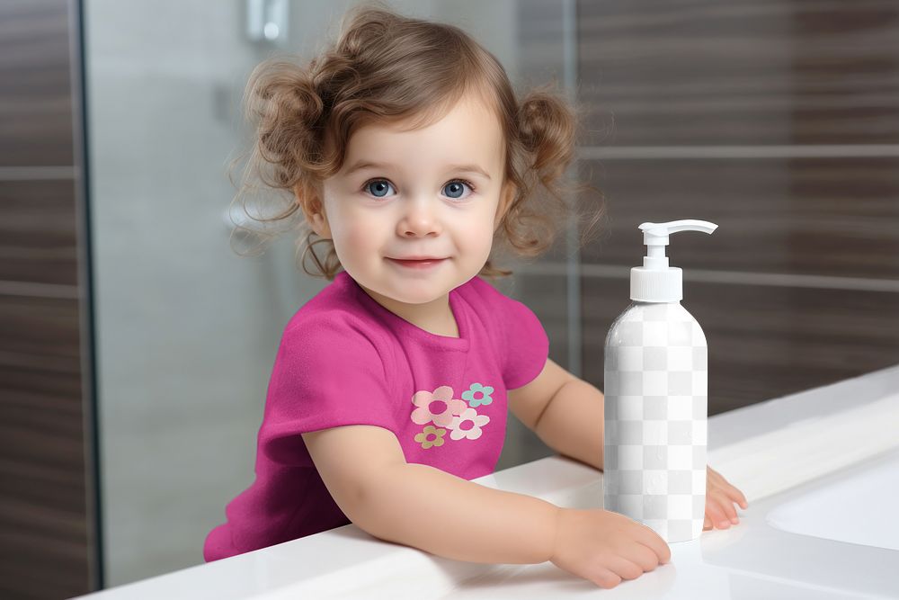 Baby shampoo bottle png mockup, transparent design