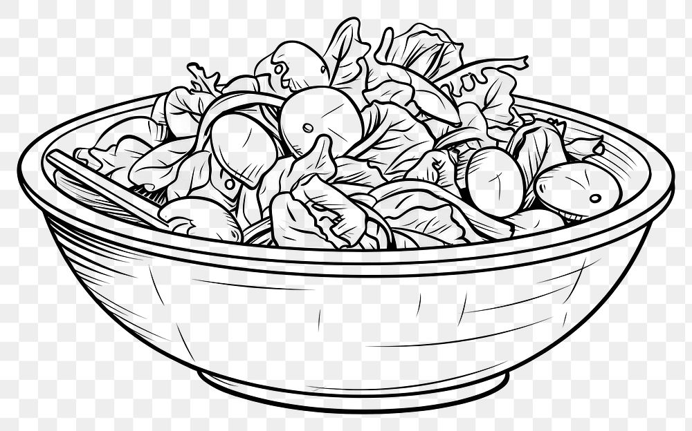 PNG  Salad sketch drawing bowl. .