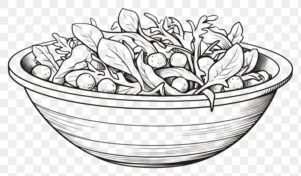 PNG  Salad sketch drawing bowl. AI generated Image by rawpixel.