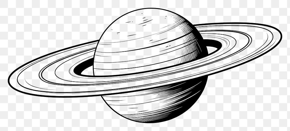 PNG  Saturn sketch monochrome astronomy. AI generated Image by rawpixel.