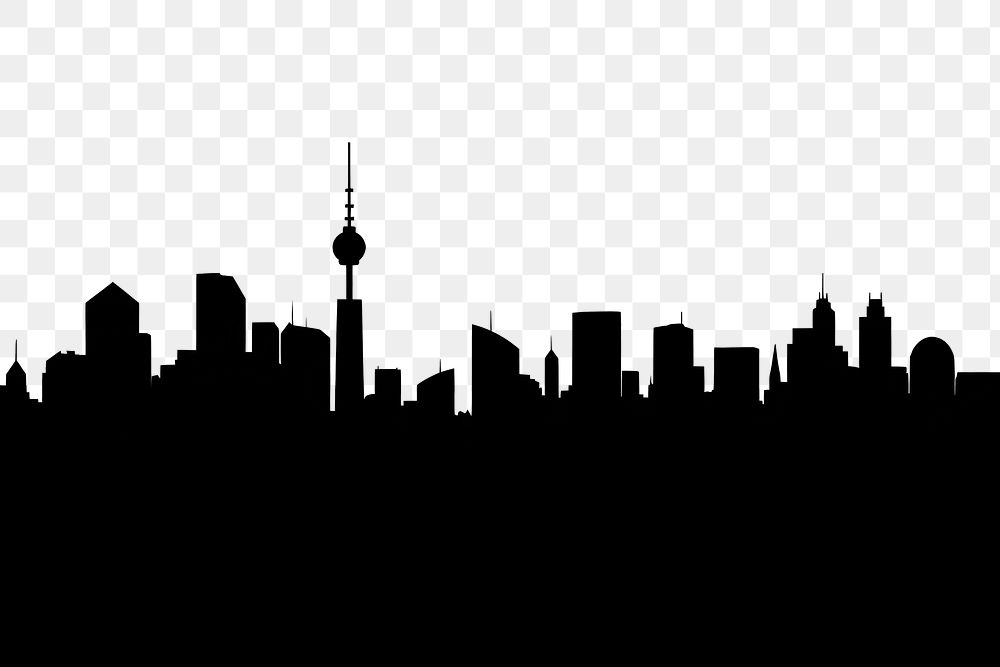 PNG  Skyline architecture silhouette cityscape. AI generated Image by rawpixel.
