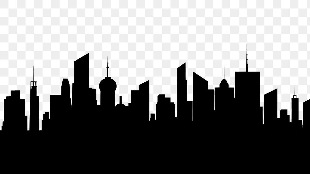 PNG  Skyline architecture silhouette skyscraper. AI generated Image by rawpixel.