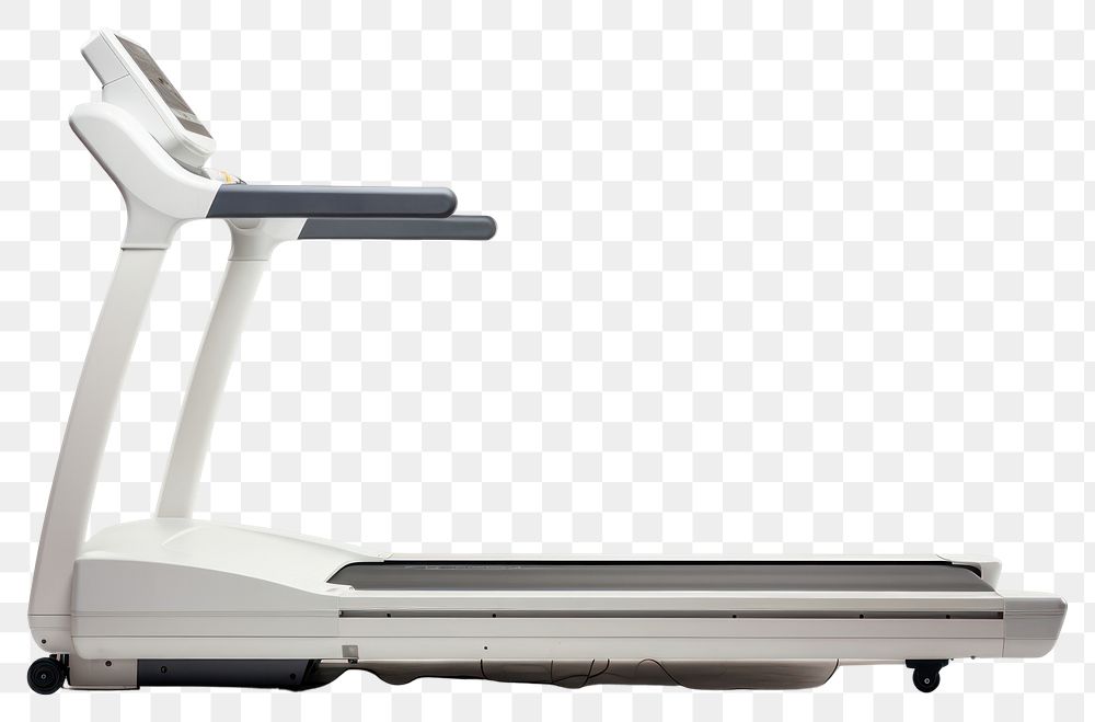PNG Treadmill y white background technology exercising. AI generated Image by rawpixel.