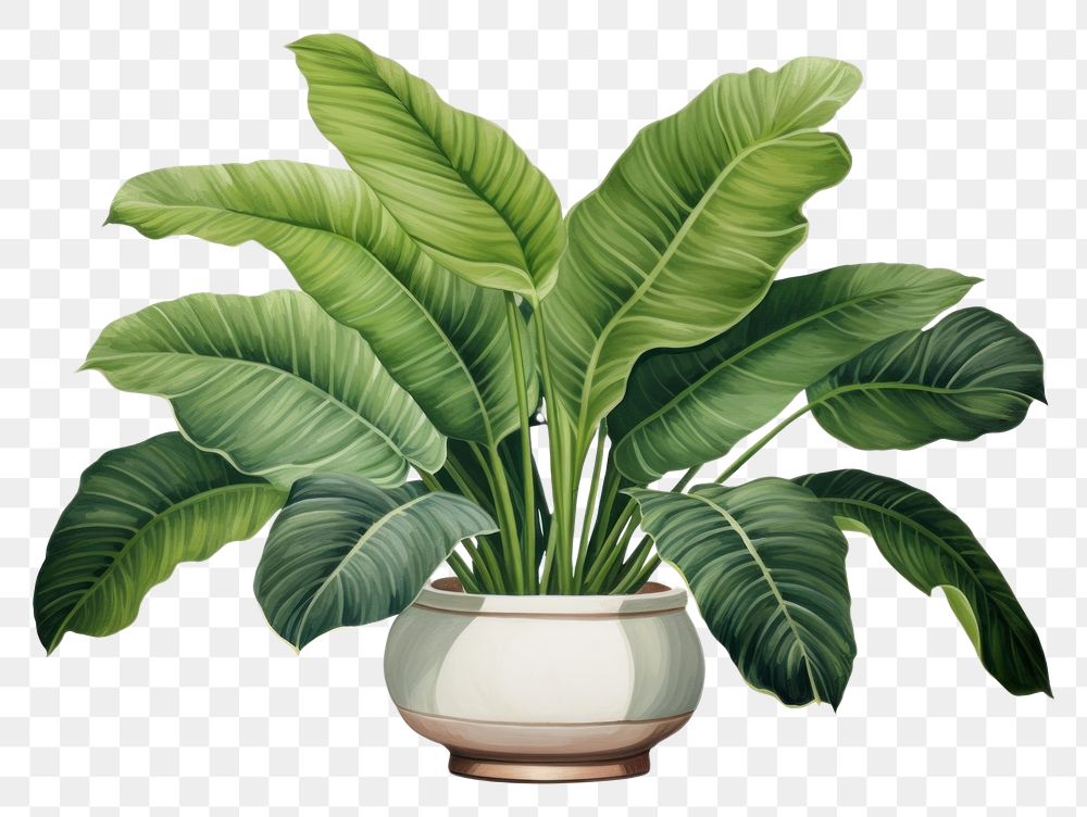 PNG Tropical leaves in a pot plant leaf houseplant. AI generated Image by rawpixel.