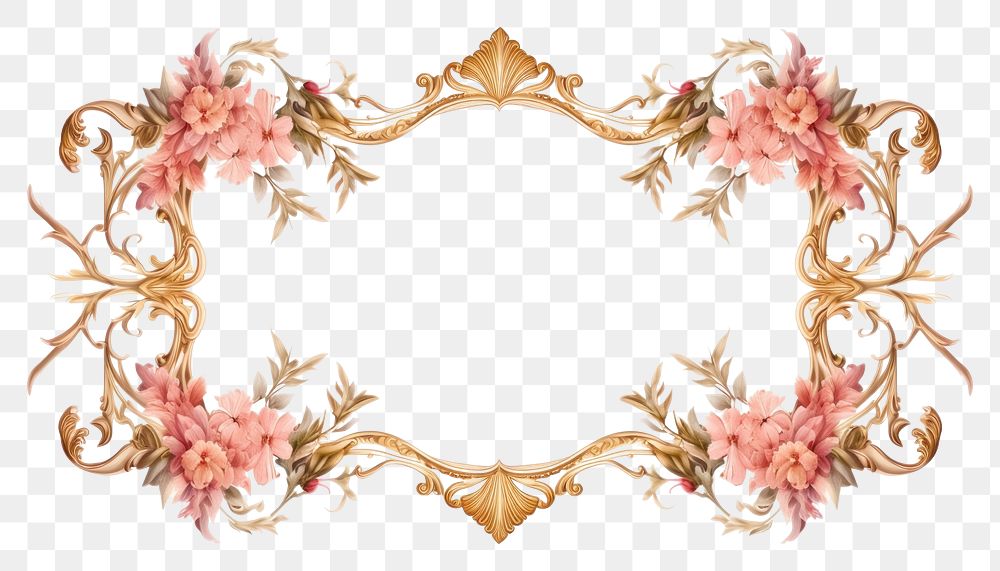 PNG Vintage frame pattern flower plant. AI generated Image by rawpixel.