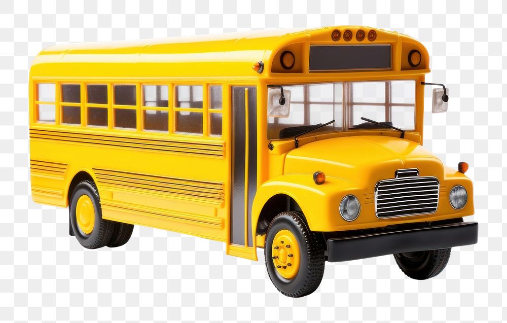PNG Small yellow school bus vehicle white background transportation. AI generated Image by rawpixel.