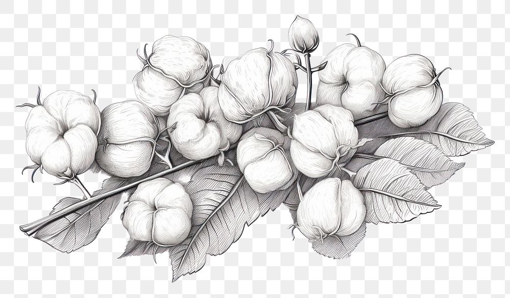PNG Cotton drawing sketch plant. AI generated Image by rawpixel.