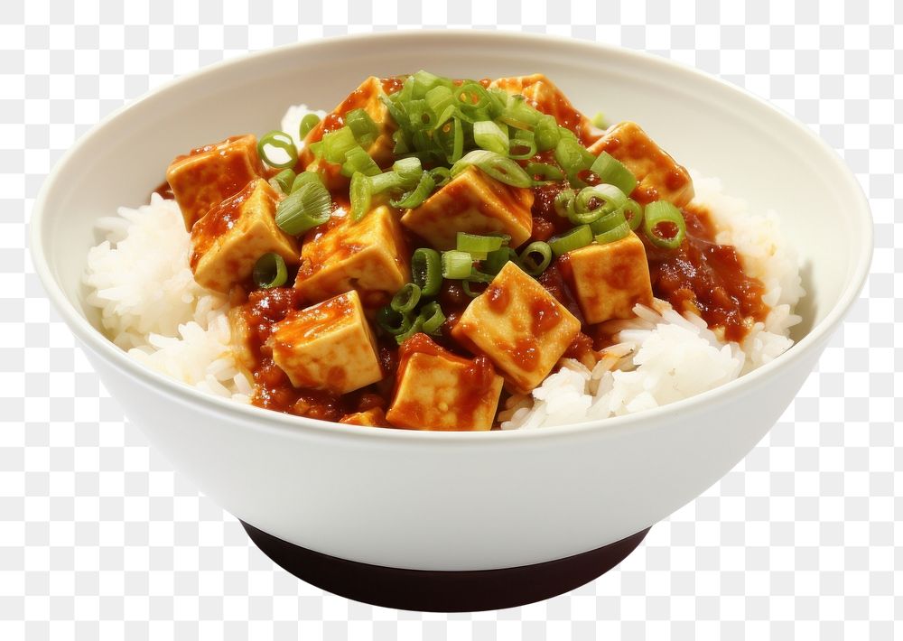 PNG Mapo Tofu food bowl meal. AI generated Image by rawpixel.