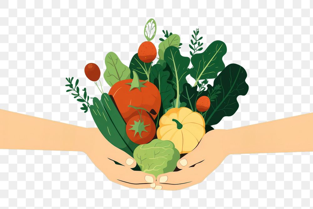 PNG  Hands holding and hugging vegetables graphics organic green. AI generated Image by rawpixel.