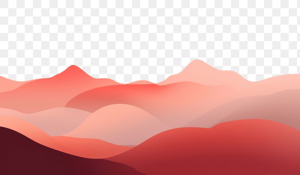 PNG abstract red mountain landscape.