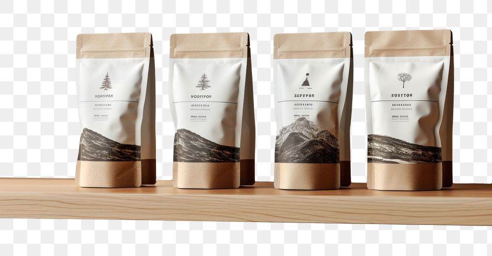 PNG  Espresso pouch coffee minimal mountain package cup container cosmetics. AI generated Image by rawpixel.