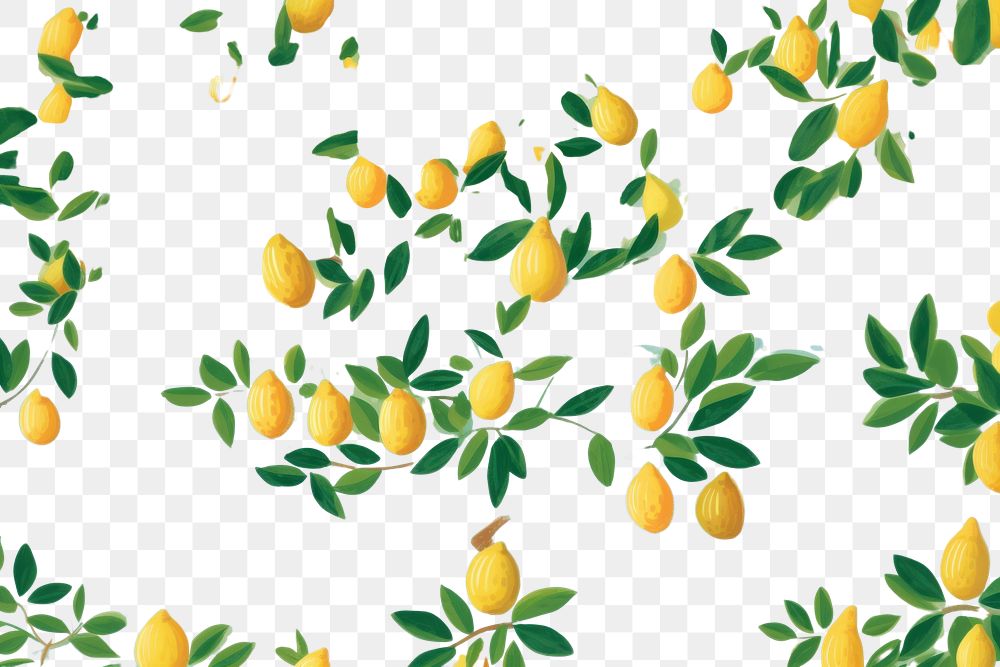 PNG Lemon tree pattern painting plant fruit. AI generated Image by rawpixel.