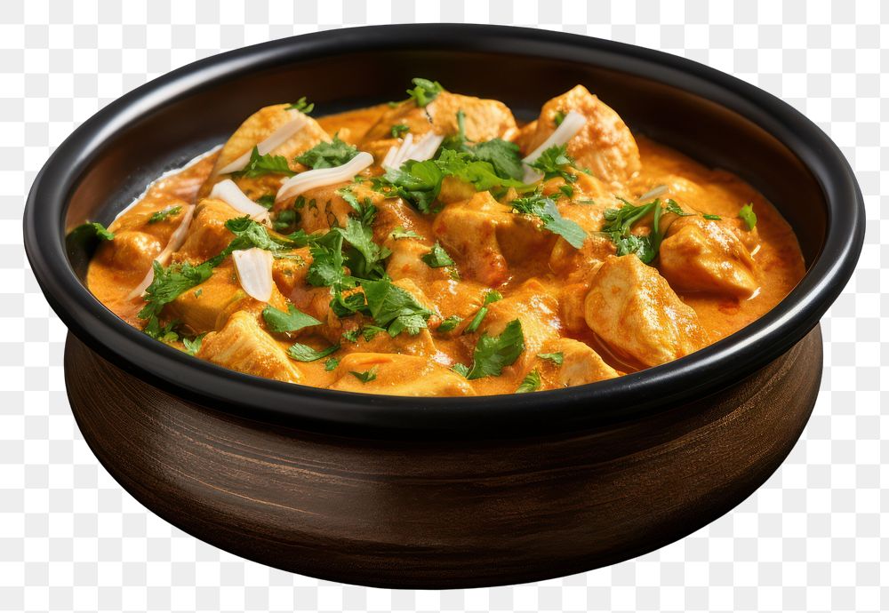 PNG  Indian butter chicken curry food meat dish. AI generated Image by rawpixel.