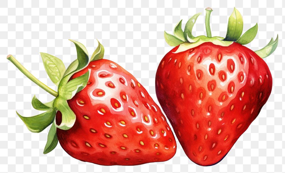 PNG Watercolor of strawberry fruit plant food. AI generated Image by rawpixel.