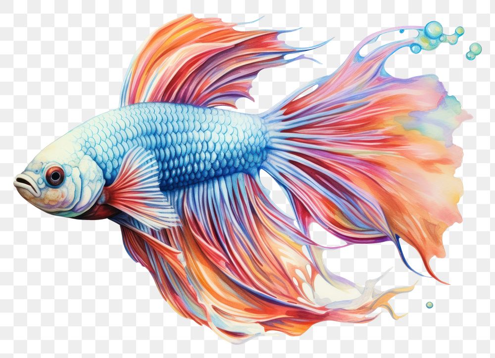 PNG Betta fish goldfish animal white background. AI generated Image by rawpixel.