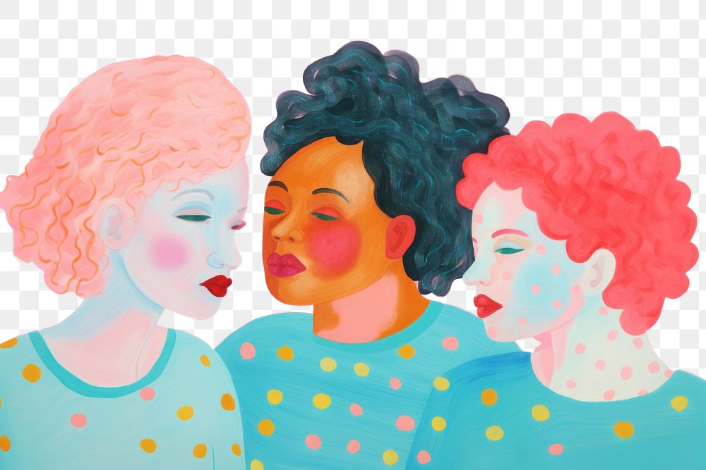 PNG Diverse women art painting portrait. AI generated Image by rawpixel.