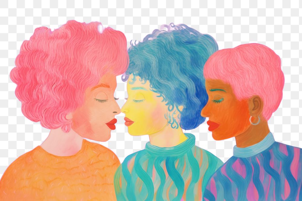 PNG Diverse women art painting drawing. AI generated Image by rawpixel.