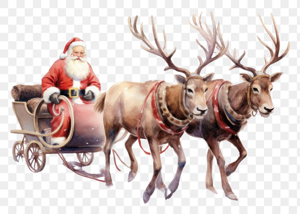 PNG Christmas santa and reindeer vehicle mammal animal. AI generated Image by rawpixel.