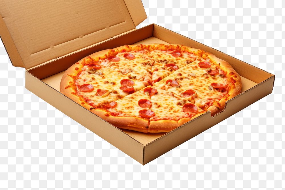 PNG  Empty pizza box food white background pepperoni. AI generated Image by rawpixel.