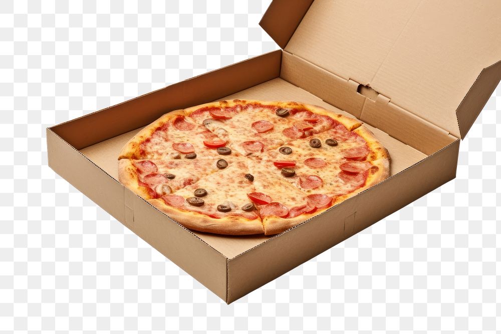 PNG  Empty pizza box food white background zwiebelkuchen. AI generated Image by rawpixel.