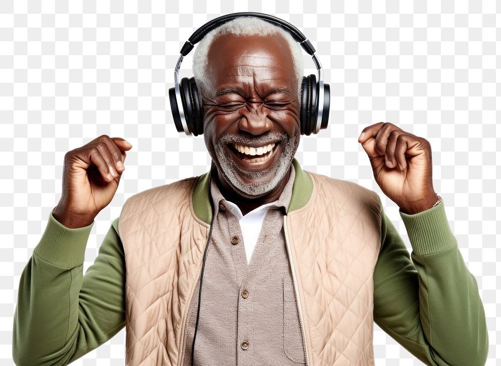PNG  Listening to music headphones headset adult. AI generated Image by rawpixel.