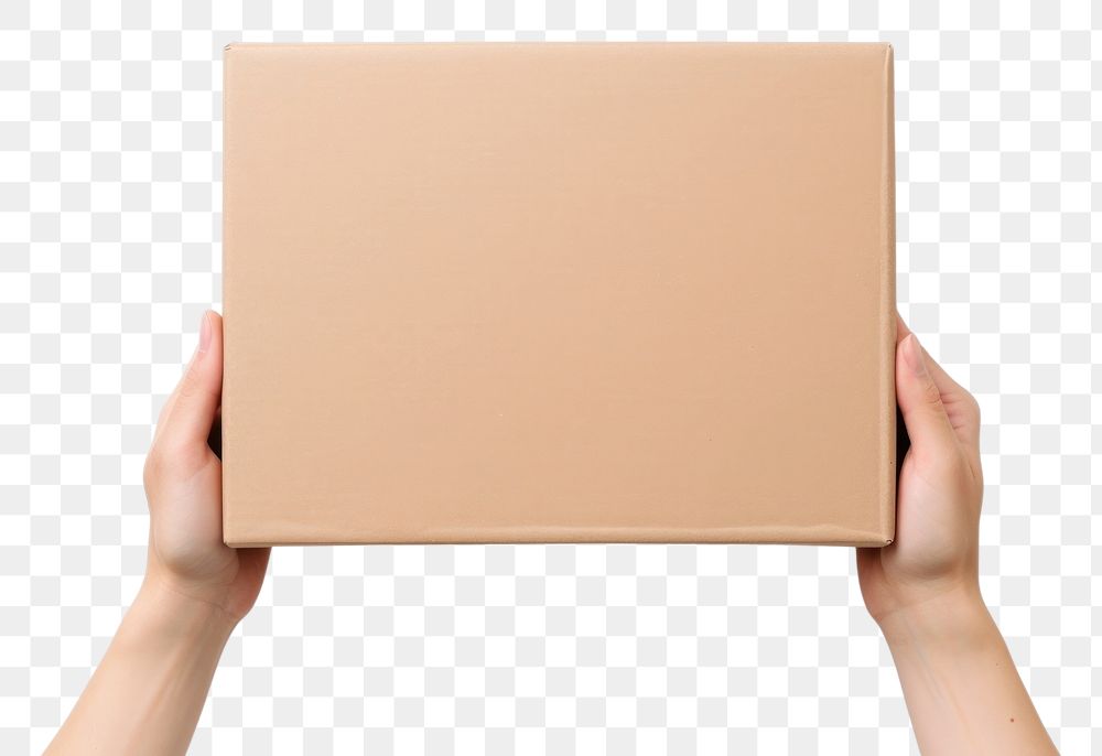 PNG Box cardboard hand white background. AI generated Image by rawpixel.