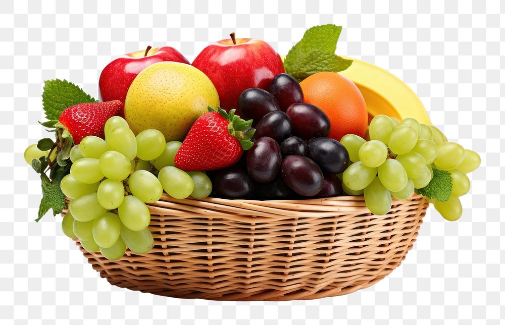 PNG Fruit basket fruit grapes apple. AI generated Image by rawpixel.