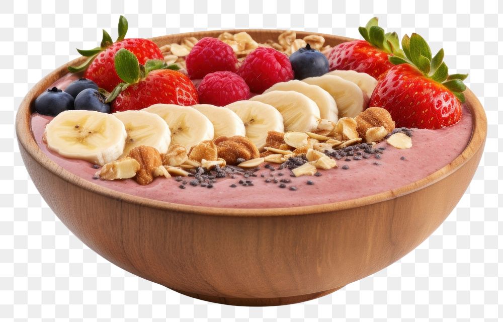 PNG Smoothie bowl strawberry blueberry raspberry. AI generated Image by rawpixel.
