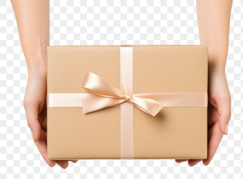 PNG Box gift hand white background. AI generated Image by rawpixel.