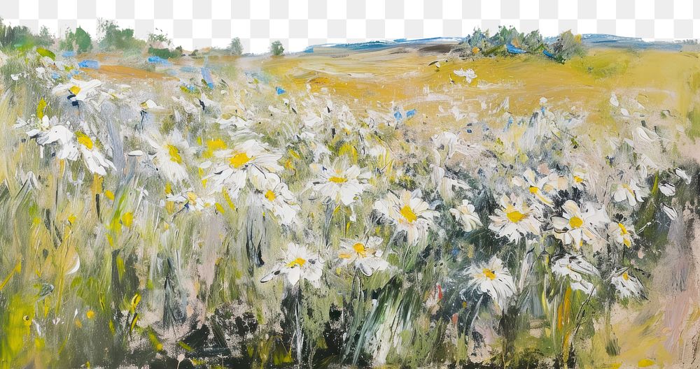 PNG  Daisy painting landscape outdoors. AI generated Image by rawpixel.