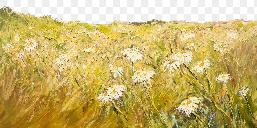 PNG  Daisy painting field grassland. AI generated Image by rawpixel.