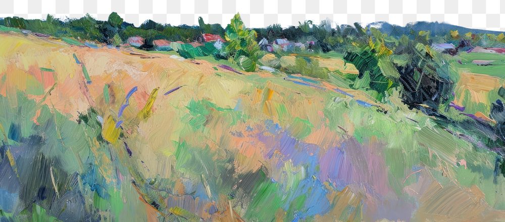 PNG  Town painting landscape outdoors. AI generated Image by rawpixel.
