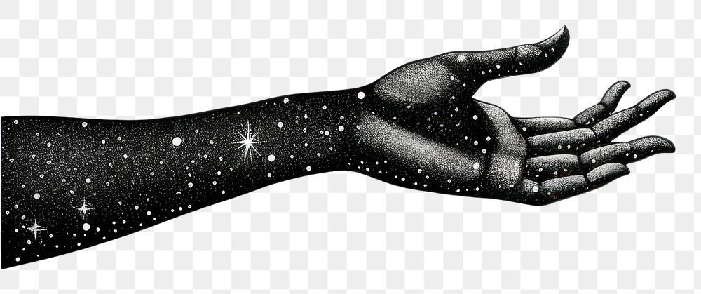 PNG  Magic hand white background monochrome astronomy