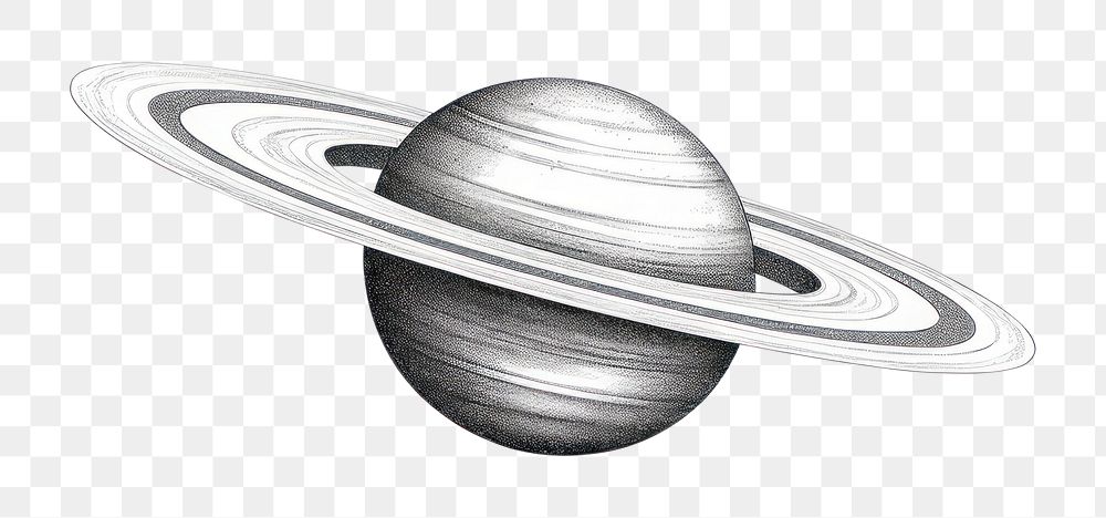 PNG  Saturn white background monochrome astronomy. AI generated Image by rawpixel.