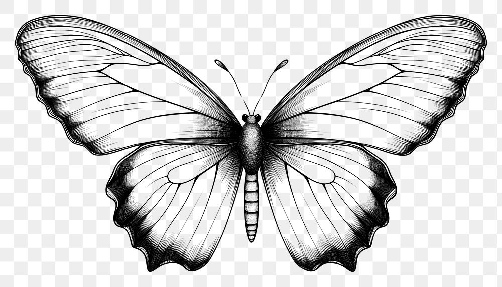 PNG  Butterfly butterfly drawing sketch. AI generated Image by rawpixel.