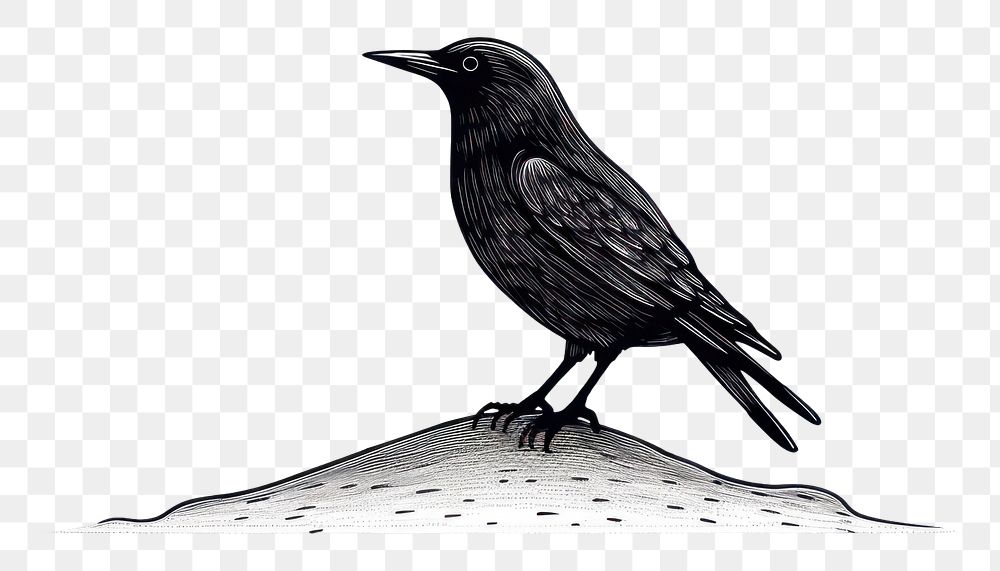 PNG  Crow drawing animal sketch. AI generated Image by rawpixel.