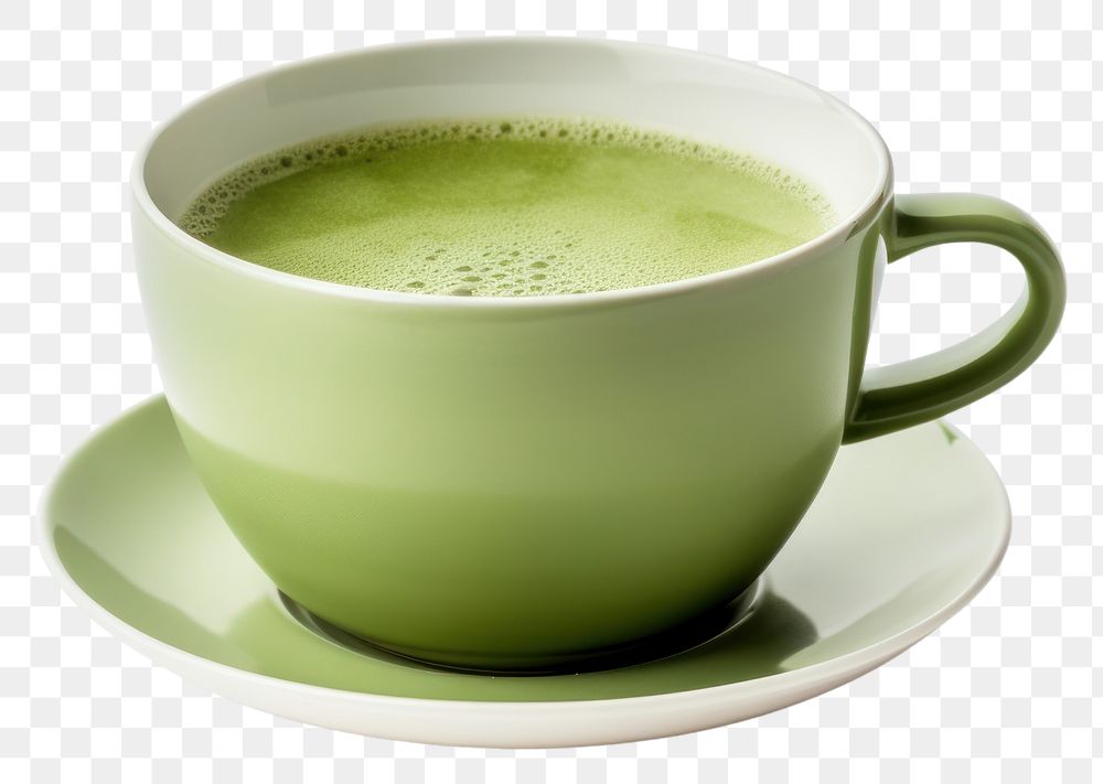 PNG Green tea in a ceramic cup saucer drink mug. AI generated Image by rawpixel.