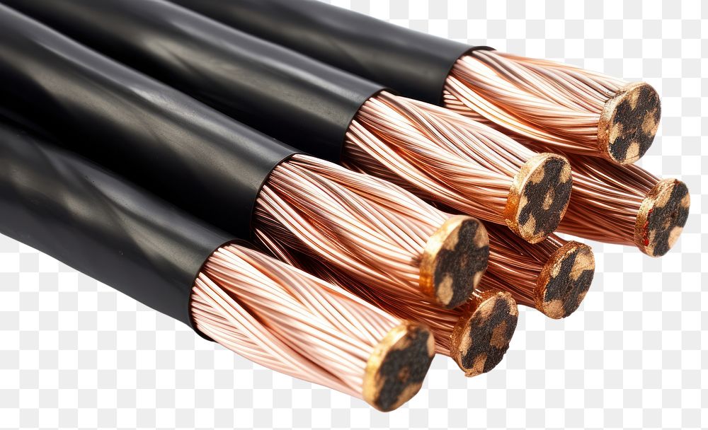 PNG  Four core armored cooper cable white background copper metal. AI generated Image by rawpixel.