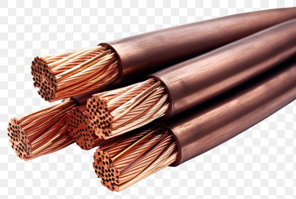 PNG Four core armored cooper cable white background copper metal. 