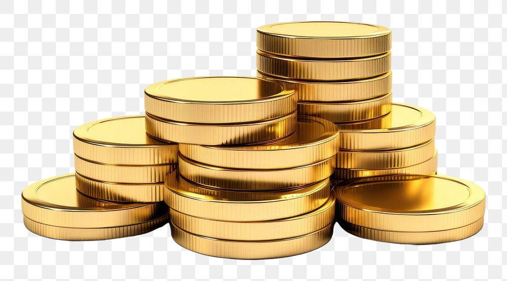 PNG Stacking gold coins white background investment currency. AI generated Image by rawpixel.