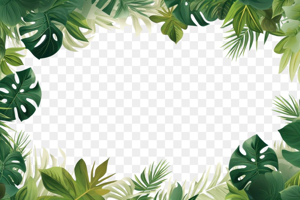 PNG Tropical leaves frame green backgrounds outdoors. AI generated Image by rawpixel.